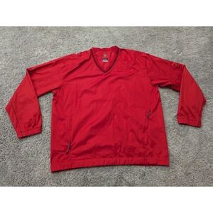 Nike‎ Golf Pullover Mens Large Jacket V Neck Windbreaker Clima Fit Red